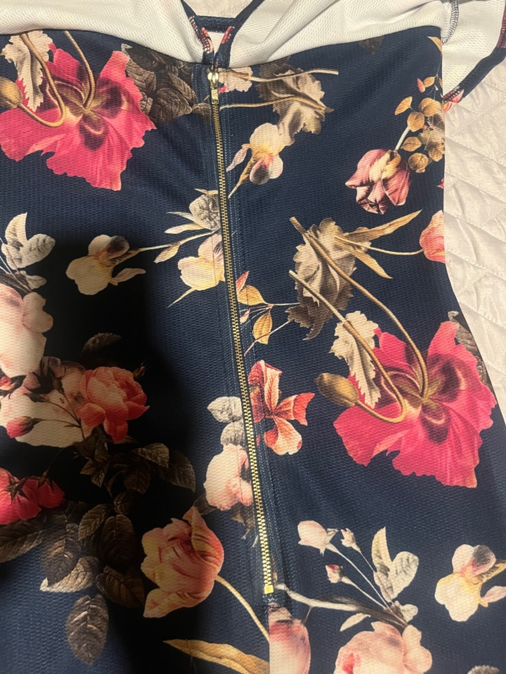 ASOS Off Shoulder Floral Bodycon Midi Dress Navy Pink Size 6| Wedding Guest - Picture 2 of 6